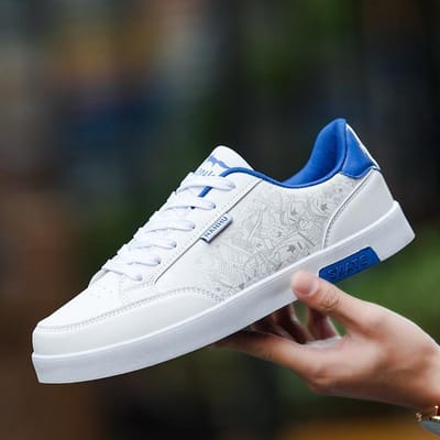 Hoge Kwaliteit Heren Sneakers Casual Sale Lente Herfst Rode Witte Sneakers Heren Casual Ademende Sportschoenen Heren Mode 7.5 white