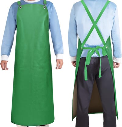 Waterdichte Rubber Schort – 43 Inch – Verstelbaar Kruisband – Scheurvast Voor Afwassen, Slagerij en Hondenverzorging – Groen