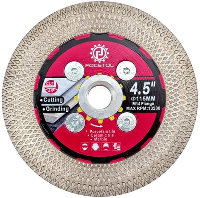 Diamantdoorslijpschijf - Tegelschijf Snijschijf - Tegels Zagen - Dubbelzijdig X-Mesh - 115 mm - Zilver