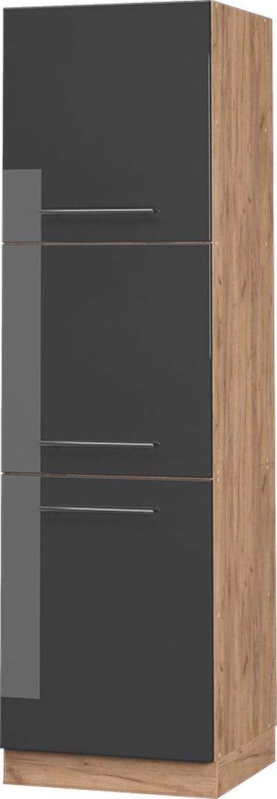 Vicco Hoge kast Fame-Line, Antraciet Hoogglans/Goudkleurig Eiken, 60 cm