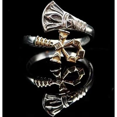 Yiluocd Style Gothique Cuivre Thaïlandais Égypte Bague Vintage Bague Croix Ankh Pour Hommes Égypte Ancienne Protectrice Pour Bijoux resizable&Antique silver black
