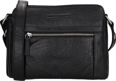 Hide & Stitches Mississippi Schoudertas Dames - Handtas met meerdere vakken - Tas van 100% Leder - Zwart