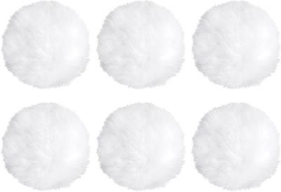6 Pcs Witte Pompoms van 7 cm voor Creatieve DIY Projecten, Versieringen voor Bruiloften en Verjaardagen met Elastische Lussen