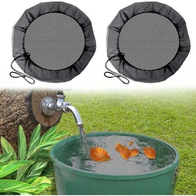 Tweedelige regenwateropvangbakhoes, 97 cm regenwateropvangbakhoes met trekkoord, ronde regenwateropvangbakhoes, 97 cm in diameter, beschermt tegen muggen en gevallen bladeren.