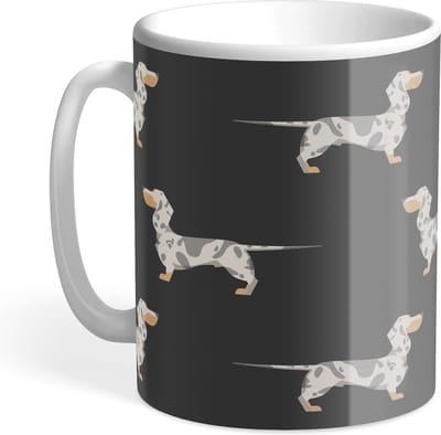 Hound & Herringbone - Getijgerde Teckel Designer Mok - Silver Dapple Dachshund Designer Mug