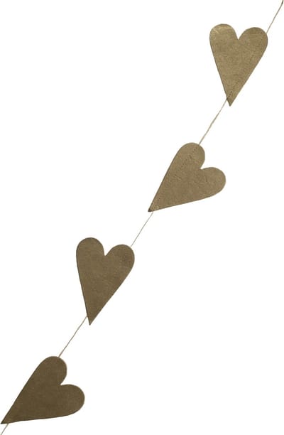 Luna-Leena duurzame hartjes slinger goud L 182 cm - eco friendly dun papier - handgemaakt in Nepal - hart - liefde - geluk - romantiek - huwelijk - geboorte - feest - kersthart - valentijn - heart garland - kerstcadeau - kerstversiering - moederdag