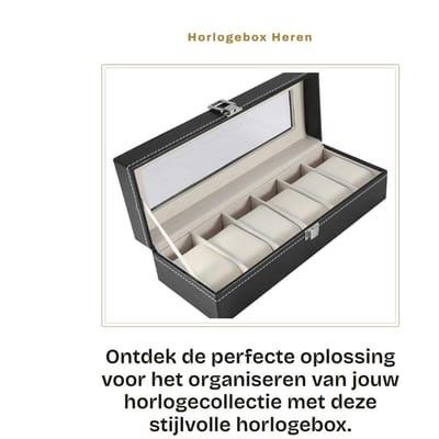 Dailygoods- Horlogebox 6-vaks - PU-leer - Houten Horlogedoos - Horloge Opbergdoos - Horloge Organizer - Elegant Design - Horlogeopbergdoos