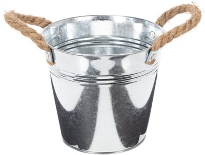 Glanzende metalen emmer met touwgrepen, Ø16cm