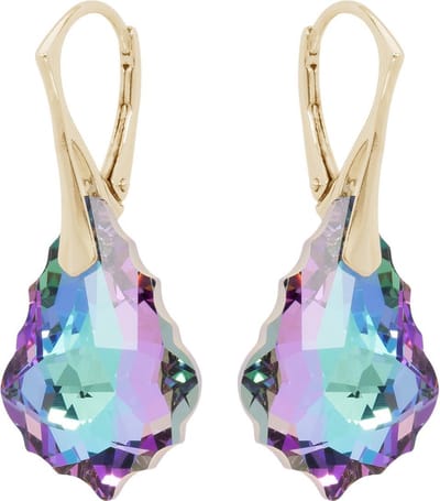 DBD - Goud Vergulde Zilveren Oorbellen - Swarovski Kristal Elements - Barok Roze Groen Blauw - 22MM - Anti Allergisch