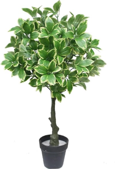 Kunst Heester struik - 75cm - Namaak huisplant - Kamerplant - groen/wit