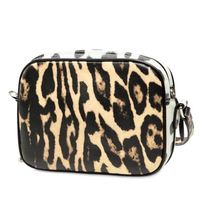 Tweedehands Luipaardprint Leren Camera Tas
