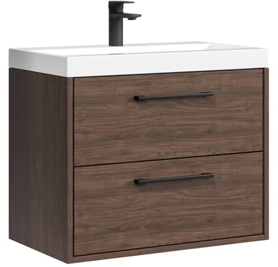 Badplaats Badkamermeubel Set Florence 01 60 cm – Walnoot Bruin – Hangend Wastafelmeubel met Soft-Close