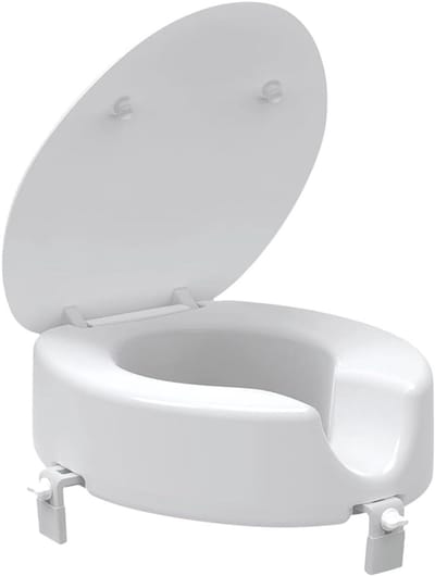 Verhoogde wc-bril - Toiletverhoger - Comfortabel Zitten - Verstelbare Beugels - 100mm Hoog - Wit