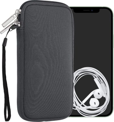 kwmobile telefoontasje universeel geschikt voor XXL - 7" smartphones - 17,7 x 8,5 cm - Hoesje met rits en polslusje -In grijs -