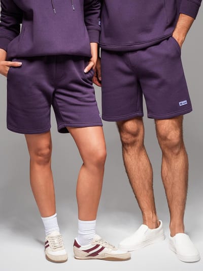 OMBRE Korte Broek - Regular Fit - Katoen - Effen Donkerpaars U1 (XS-S)