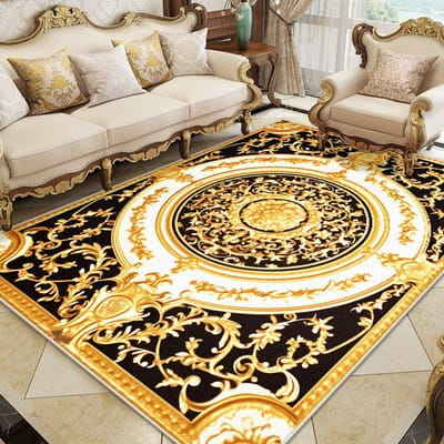 Europese Luxe Gouden Tapijt Groot Formaat Woonkamer Pluizig Pluche Kleed Slaapkamer Antislip Verdikt Zachte Mat Kamerdecoratie Tapijt 60x90cm black