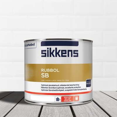 Sikkens Rubbol SB Wit - 500 ml op kleur- Lakverf - Dekkend - Buiten - Hoogglans -