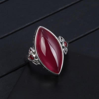 S ingelegd natuurlijke rode chalcedoon Marquise vorm ringen voor vrouwen retro etnische stijl Bruiloft Sieraden verstelbaar resizable gray