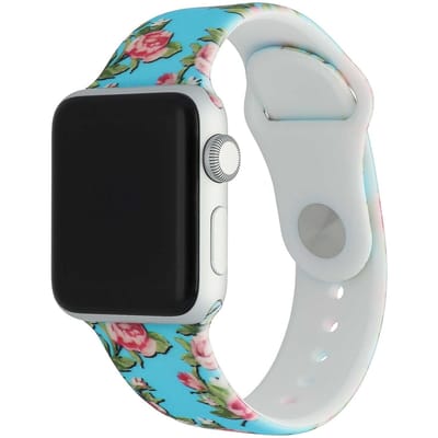 2+1 | Apple Watch Print Bandje - Siliconen - Pioen Lichtblauw