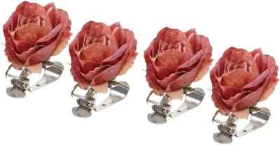 SnelShoppen - 4 stuks goudkleurige gordijnhouders met bloemenmotief, kunststof gordijnclips voor raamdecoratie, bruiloftsgordijnen en feestdecoratie
