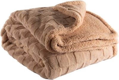 Tiseco - Plaid RAVA - super zacht stof - geruit patroon - 150x200 cm, Zand