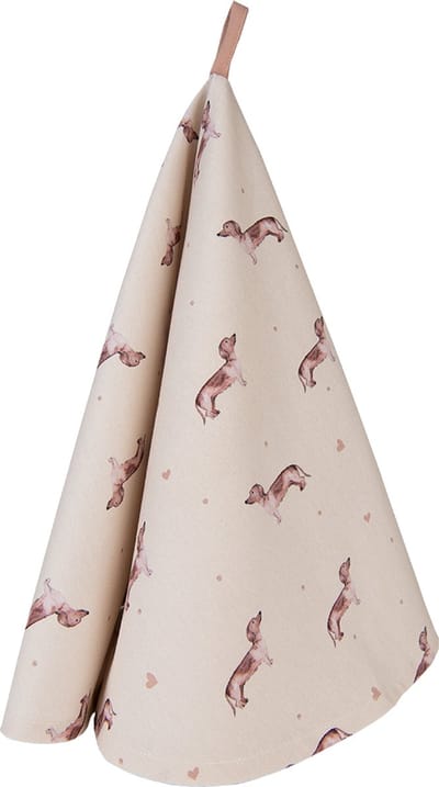 Clayre & Eef Theedoek Ø 80 cm Beige Katoen Rond Teckel Keukenhanddoek