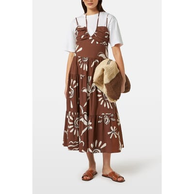 Scotch & Soda Cotton Seersucker Midi Dress Inky Sun Brown Taglia: 34 | Abiti Midi Outlet | Donna | Marrone