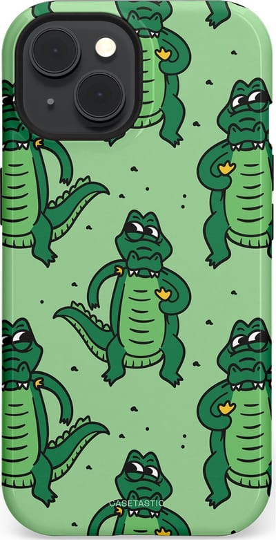 Casetastic hoesje geschikt voor Apple iPhone 15 - MagSafe - Dubbellaagse bescherming - Kroko dans - Fashion Case - Mintgroen