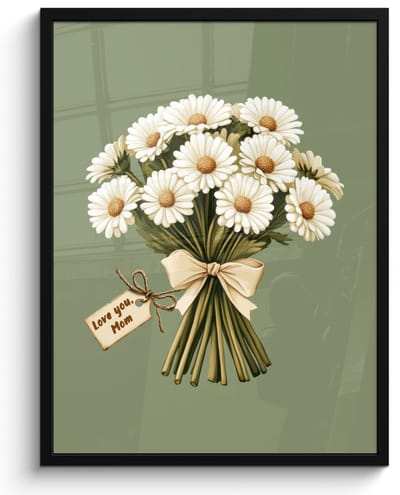 Poster in lijst - Fotolijst 50x70 cm - Posters - Lint - Boeket - Groen - Quote - Posterlijst zwart - Decoratie - Wanddecoratie woonkamer - Muurdecoratie slaapkamer