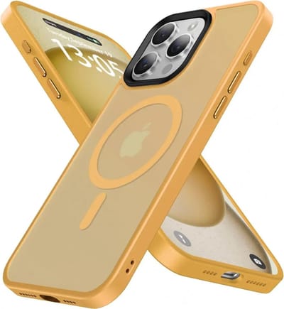 Hoesje Geschikt voor iPhone 15 Pro Max - Compatibel met MagSafe - Matte Beschermhoes - Back Cover met Magneet - Geschikt voor Draadloos Opladen met Magnetische Ring - Oranje