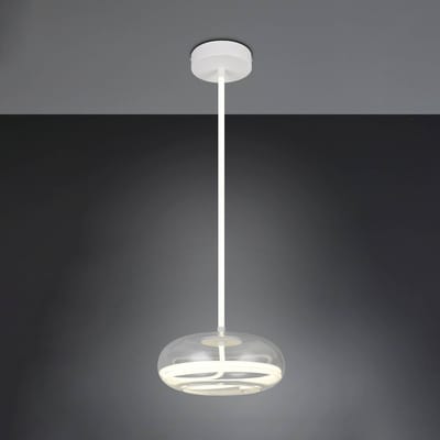 Trio Lighting LED hanglamp Tarsia, mat wit, Ø 40 cm, glas