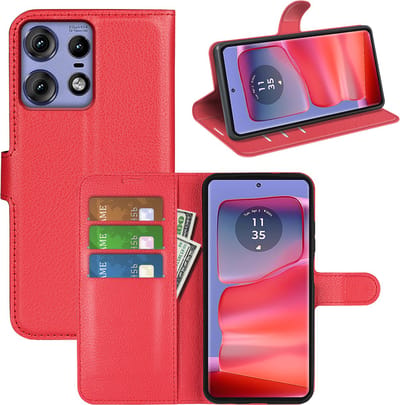 MobyDefend Hoesje - Geschikt voor Motorola Edge 50 Pro - Kunstleren Wallet Book Case (Sluiting Voorkant) - Rood