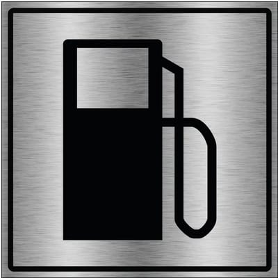 Benzinestation bord - gecoat brushed aluminium | 30 x 30 cm