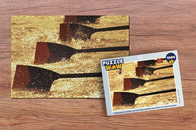 Puzzel Roeispaan bladen van racende roeiers die door het water snijden - Legpuzzel - Puzzel 1000 stukjes volwassenen