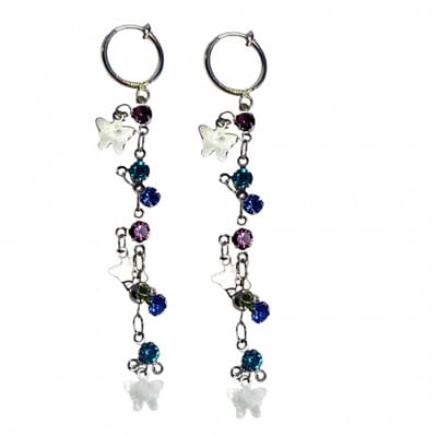 Klem oorbellen -vlinder- gekleurd- zilverkleur-geen gaatje-Charme Bijoux