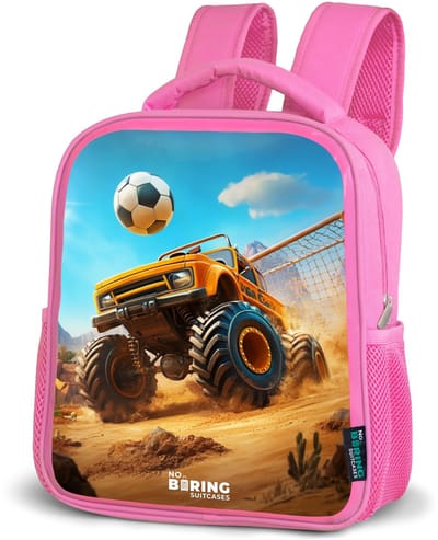 NoBoringSuitcases.com® - Rugzak roze - Schooltas meisjes - Monstertruck scoort goal in woestijnstadion - Kinder rugtas meisje - Boekentas kind - Kinderrugzak voor school - Schoolrugzak