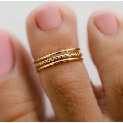 Bague d'orteil multicouche ajourée couleur or, simple et élégante, design unique pour femme, accessoires de fête de vacances, cadeau resizable brown