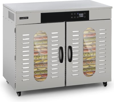 Klarstein Master Jerky 500 Pro Droogautomaat Profi/Gastro, Met 32 etages, 3000 W, Capaciteit: 4,86 m², Thermostaat: 30-90 °C, Behuizing van roestvrij staal, Roestvrijstalen behuizing