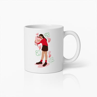 Romantische Stel Omhelzing Mok – Hartverwarmende Liefdesillustratie – 330ml Keramische Koffiemok voor Stellen & Cadeau