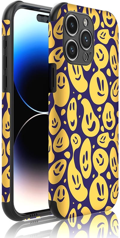 Smartphonica Telefoonhoesje Geschikt voor iPhone 14 Pro Max met Stootrand en Smileys en Emoji opdruk - Backcover PhoneCase Smiley Emoji print geschikt voor iPhone 14 Pro Max