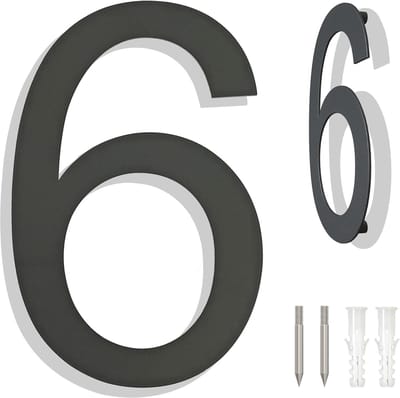Huisnummer Cijfer - Adresbord Deurnummer - Moderne Woning - Geborsteld Staal - 6 Inch Hoog - Zwartgrijs