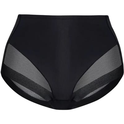 Bye Bra High Brief Tulle Kanten Naadloze Ondergoed met Hoge Taille, Zachte, Rekbare, Ademende Polyamide-Elastane Slip voor een Glad Silhouet, Beige & Zwart (Zwart, S)