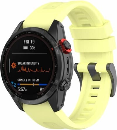 By Qubix - Geschikt voor Garmin bandje - 22mm Quickfit - Siliconen sportbandje - Geel - Geschikt voor Garmin Approach S60 & S62 / Instinct / Instinct 2 (Solar)