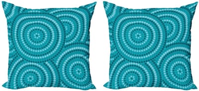 ABAKUHAUS Teal Kussenhoes Set – 2x40x40 cm – Dubbelzijdige Print – Mikrofaser