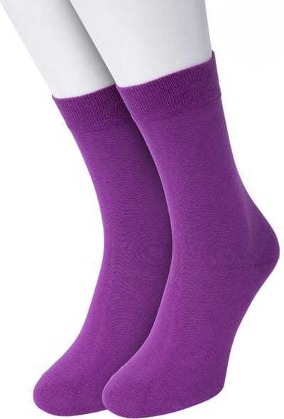 Bonnie Doon Basic Sokken Dames Paars maat 36/42 - 2 paar - Basis Katoenen Sok - Gladde Naden - Brede Boord - Uitstekend Draagcomfort - Perfecte Pasvorm - 2-pack - Multipack - Effen - Crocus - OL834222.191