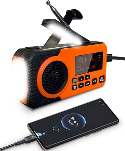 Draagbare NoodRadio – DAB+/FM Radio – 5200mAh Powerbank – Zonnepaneel – Bluetooth – Radio op Batterijen – Hand Zwengel Dynamo – Solar Radio – Kampeerradio & Rampenradio