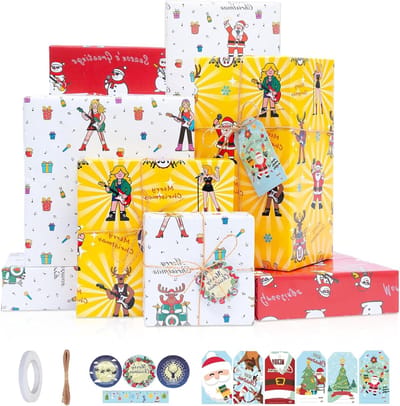 Cadeaupapier voor Kerstmis met 6 Vellen in Diverse Kleuren en Patronen voor Feestelijke Verpakkingen