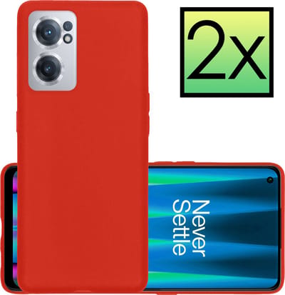 Hoesje - 2 Stuks - Geschikt voor OnePlus Nord CE 2 - Sterk & Shockproof - Case Siliconen - Back Cover - Telefoon Hoes - Rood