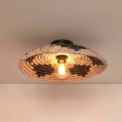 Good & Mojo GOOD &amp; MOJO plafonlamp Andros, zwart/naturel/wit, Ø 45 cm
