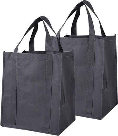 Allecto Plus - Herbruikbare opvouwbare boodschappentassen (2 stuks) - handig voor boodschappen en op vakantie met haakhouder - wasbaar en staand model